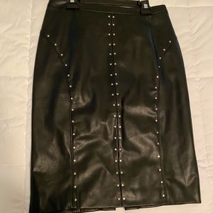 Worthington Black studded faux leather midi pencil skirt